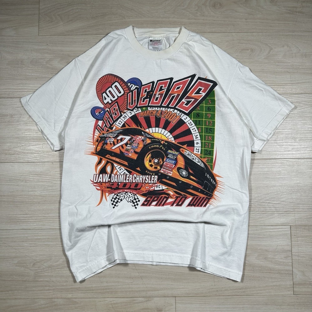 Y2K NASCAR Sprint Cup Series Las Vegas 400 Vintage White T Shirt Size XL